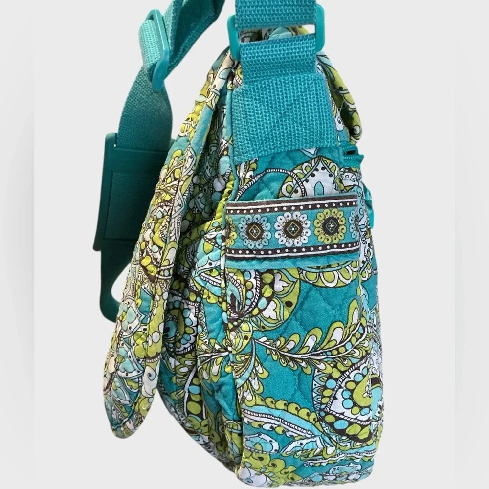 Vera Bradley Lindsay Crossbody Messenger Bag Peacock Quilted Floral